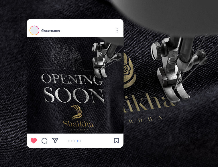 Kerala pardha shop opening soon poster with stitching concept on fabric for Shaikha Pardha