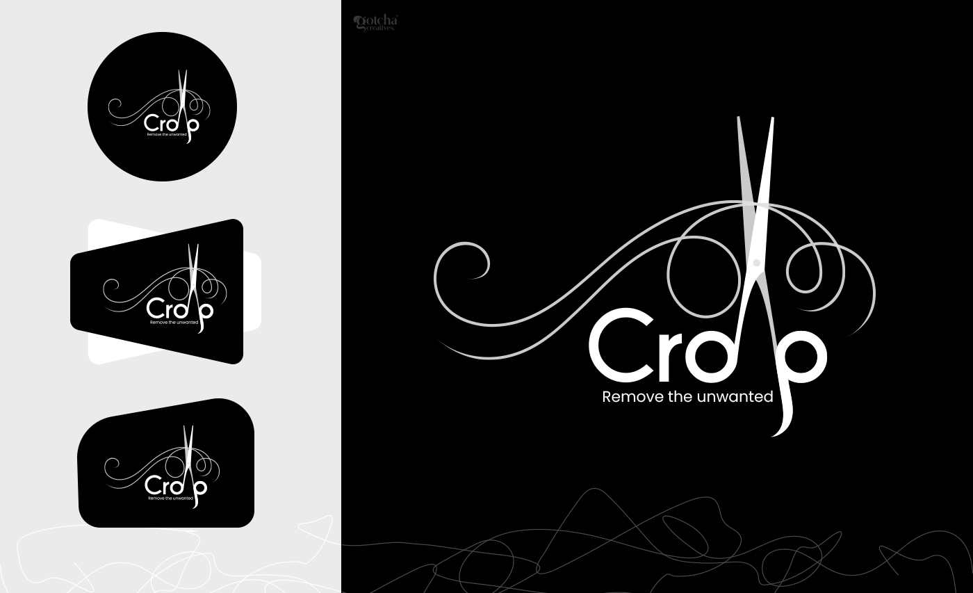 Artistic Crop logo identity featuring precision cutting and elegance