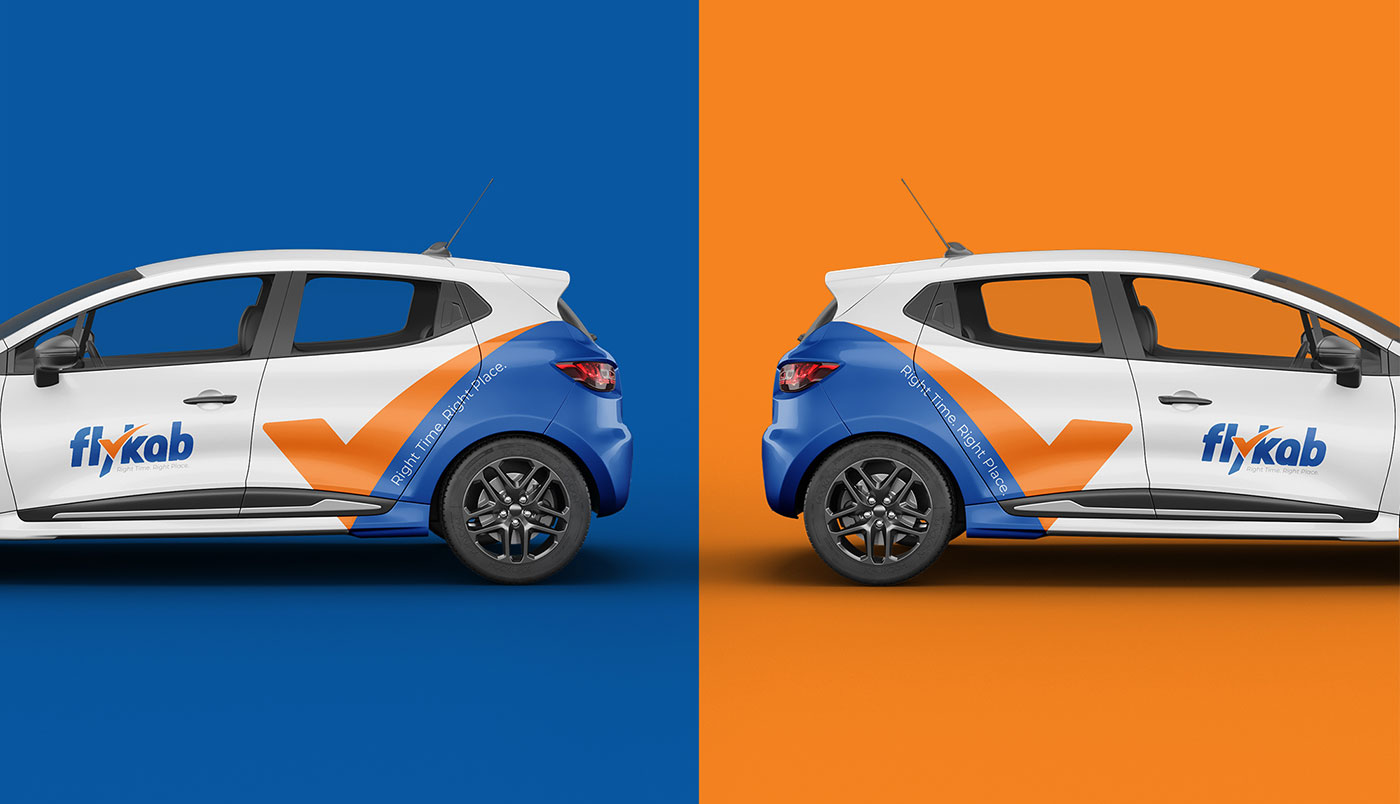 Dynamic travel service branding with bold italic typography
