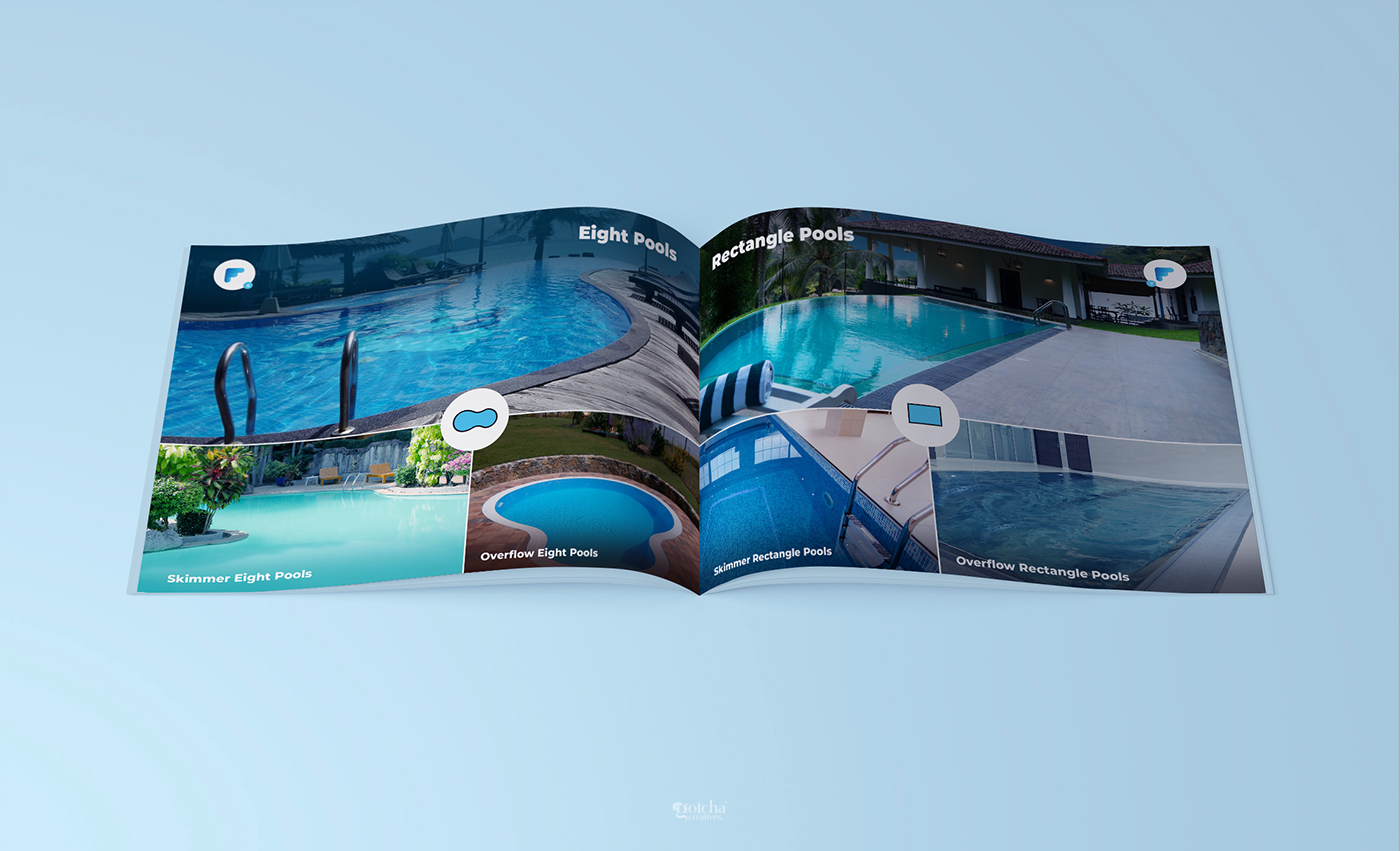 Creative print branding design for swimming pool company