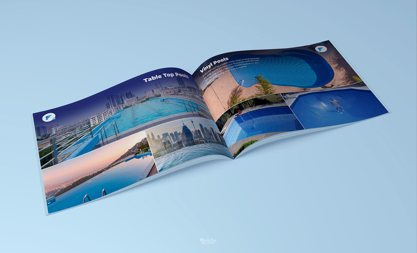 Corporate print design for luxury swimming pool solutions