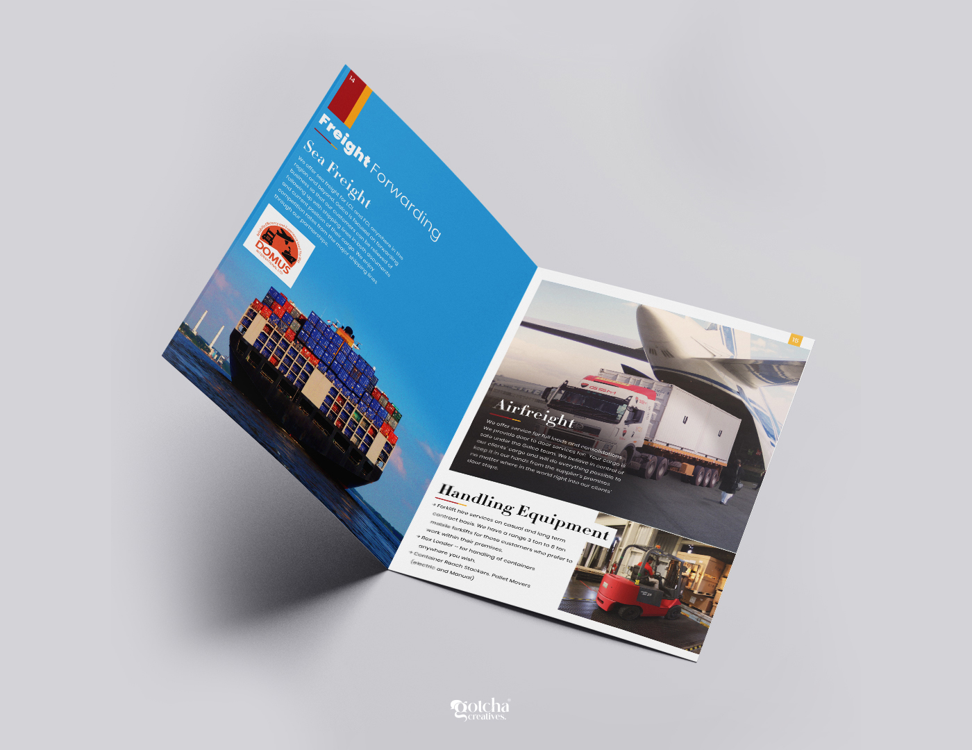 Creative logistics marketing brochure with professional typography