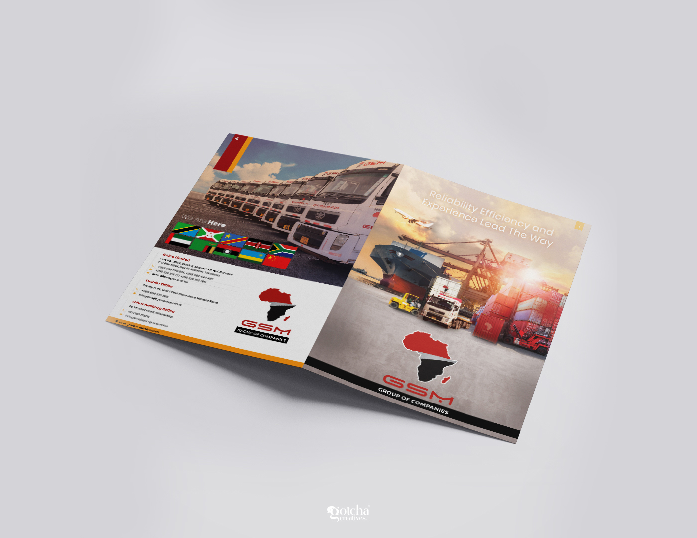 Transportation and supply chain company catalog print design