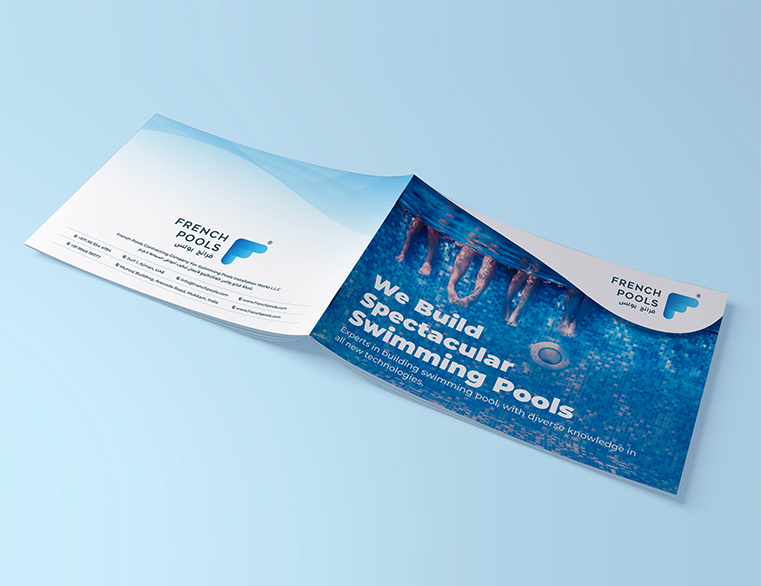 Luxury swimming pool brochure design for French Pools branding