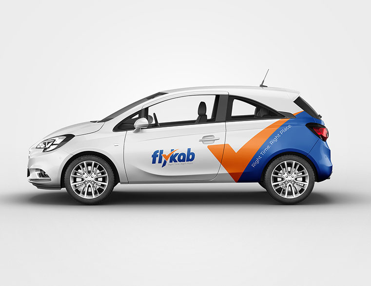 Flykab logo branding with modern travel and transportation concept